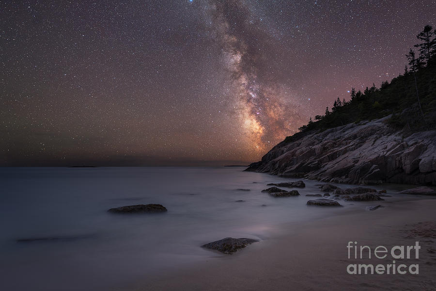 Sand Beach Acadia Milky Way #2 Photograph by Michael Ver Sprill
