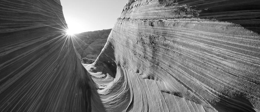 Black And White Photograph - Sandstone Rock Formations, The Wave #2 by Panoramic Images