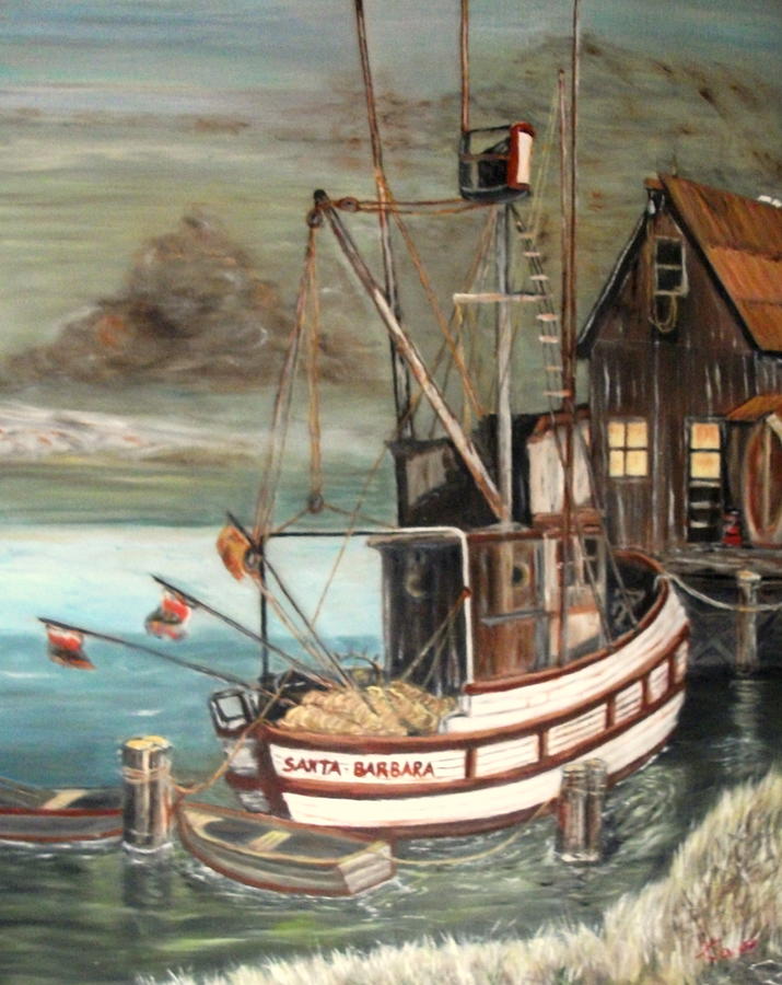 Boat Painting - Santa Barbara #2 by Kenneth LePoidevin