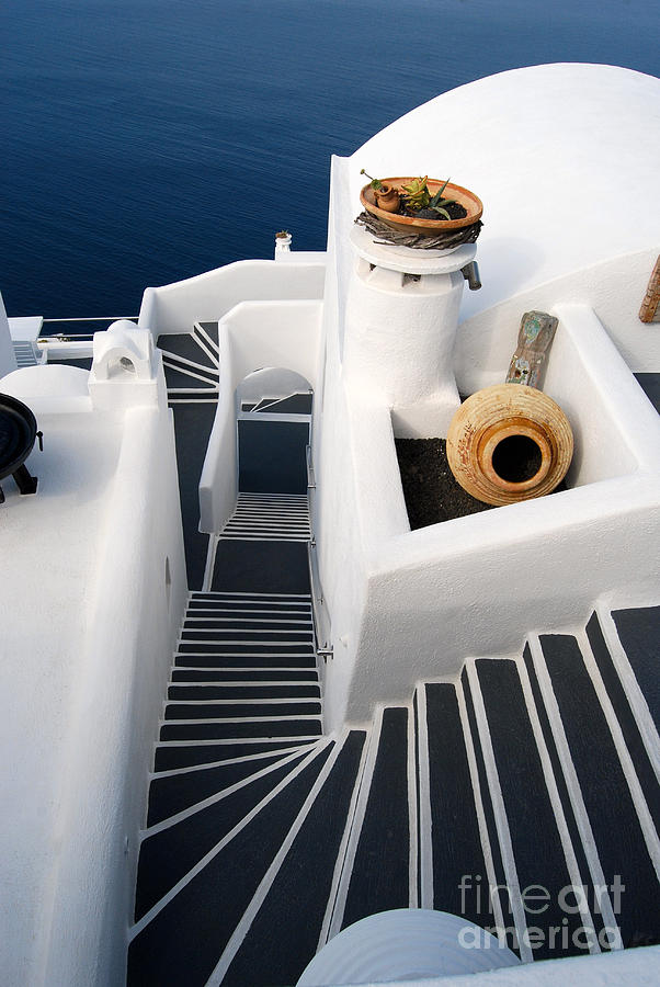 Greek Photograph - Santorini Steps #1 by Eva Kaufman