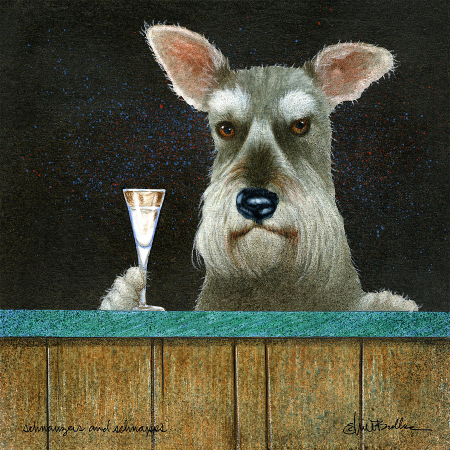 Dog Painting - Schnauzers and Schnapps... #2 by Will Bullas