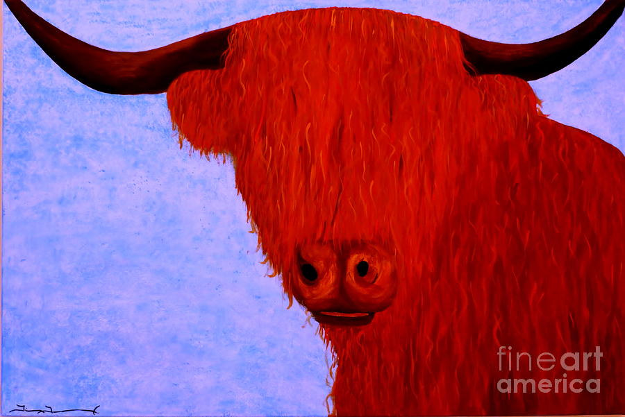 Scottish Highlands Cow #2 Painting by Tim Townsend