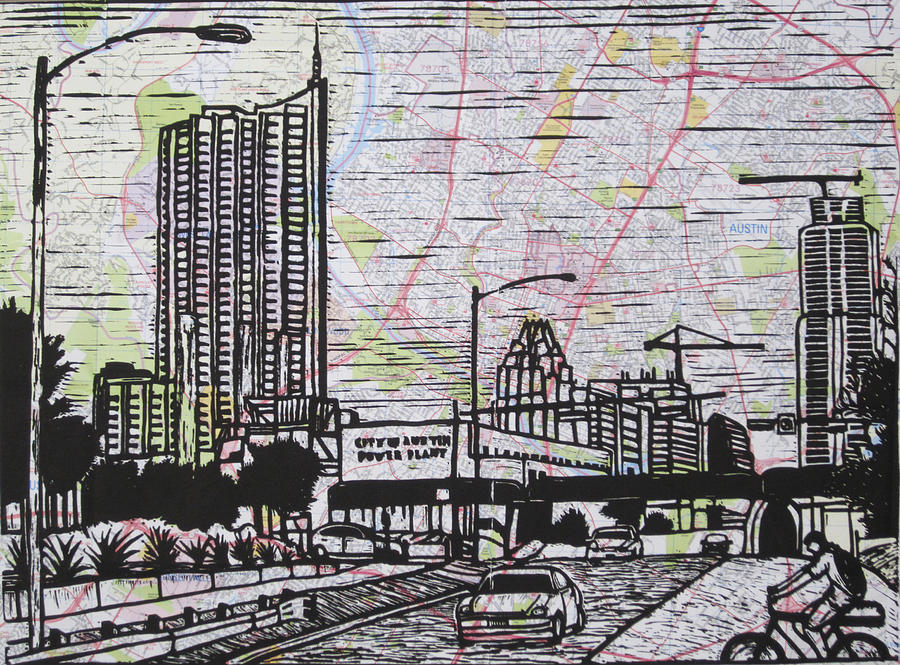 Austin Drawing - Seaholm #2 by William Cauthern