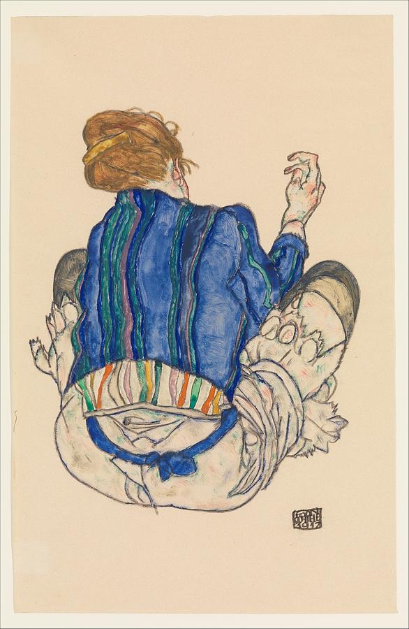 Egon Schiele Drawing - Seated Woman, Back View #2 by Egon Schiele