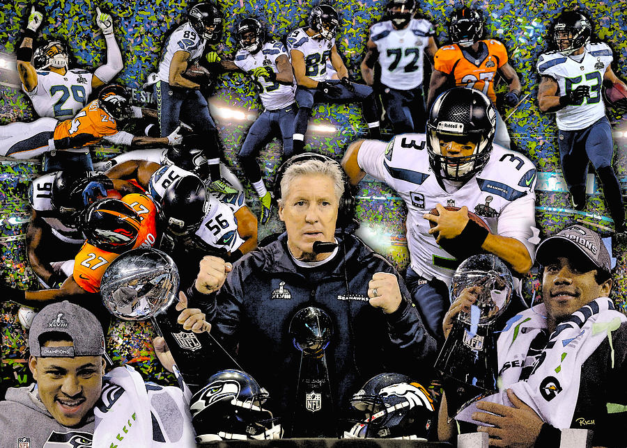 Seattle Seahawks 2013 Nfl National Foot League Super Bowl Champions #2 Painting by Rich Image