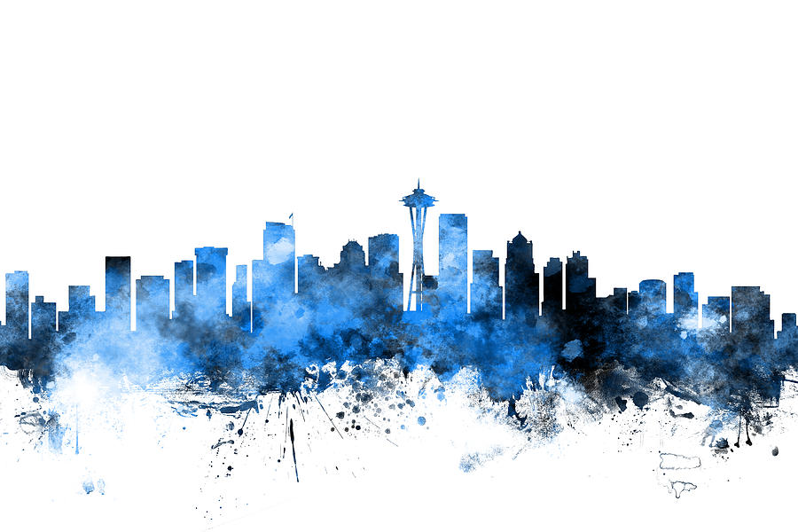 Seattle Washington Skyline #6 Digital Art by Michael Tompsett