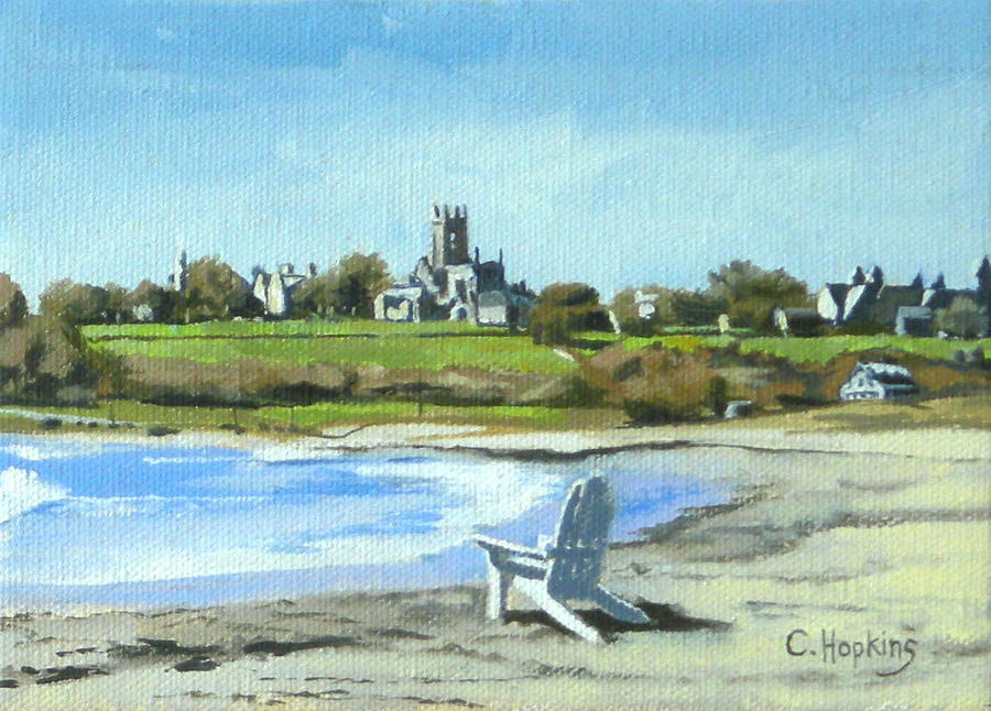 Sunset Painting - Second Beach Newport Rhode Island #1 by Christine Hopkins