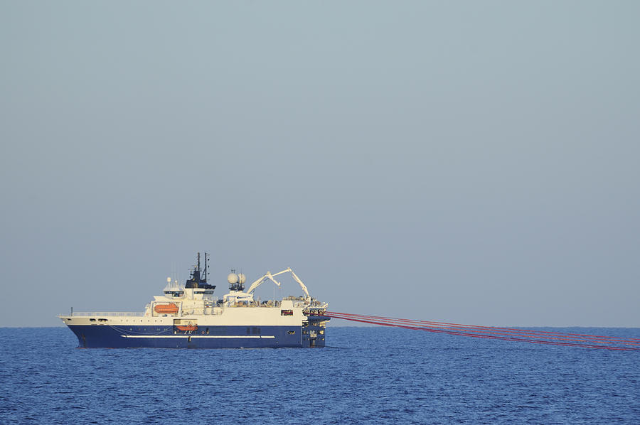 Seismic Ship and Streamers Photograph by Bradford Martin