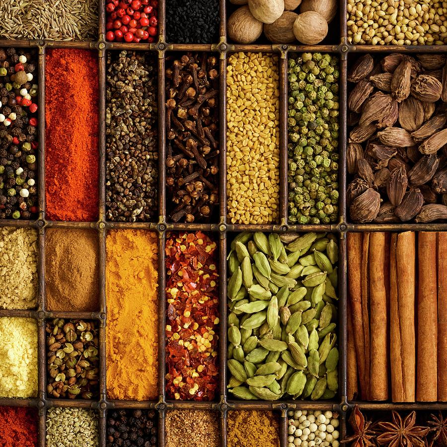 Selection Of Dried Spices In Tray #2 Photograph by Science Photo Library