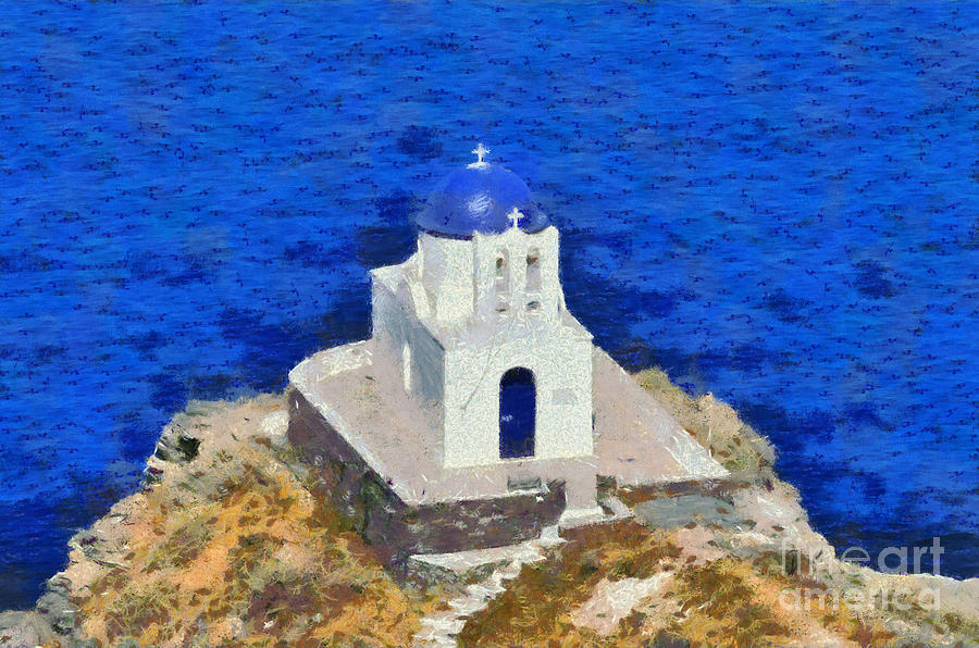 Castro Painting - Seven Martyrs chapel in Sifnos island #2 by George Atsametakis