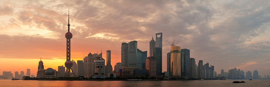 Shanghai Morning Skyline Silhouette Photograph