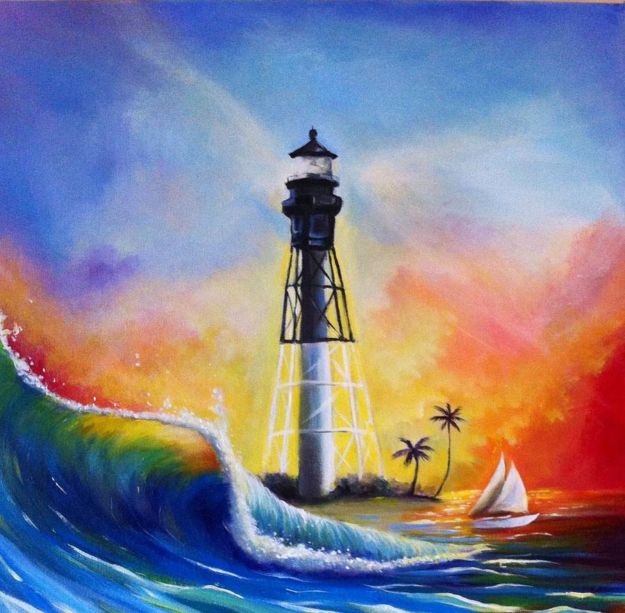Lighthouse Painting - Shine Your Light #2 by Carrie Bennett