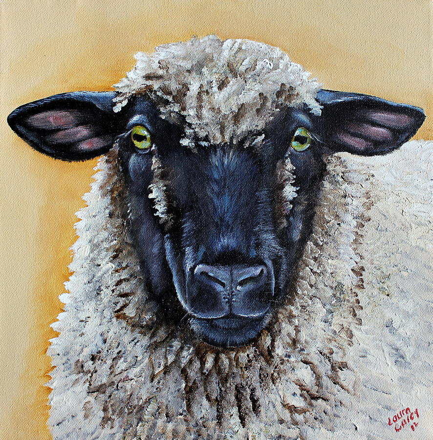 Sheep Painting - Shirley #2 by Laura Carey
