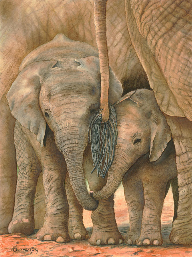 Wildlife Painting - Sibling Love by Christelle Grey