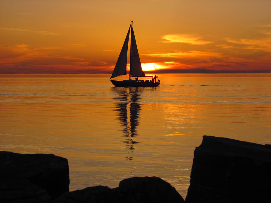 Sister Bay Sunset Sail 2 Photograph by David T Wilkinson