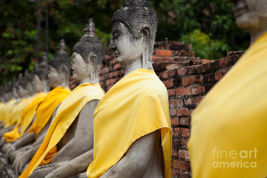 Architecture Photograph - Sitting Buddhas  #2 by Fototrav Print