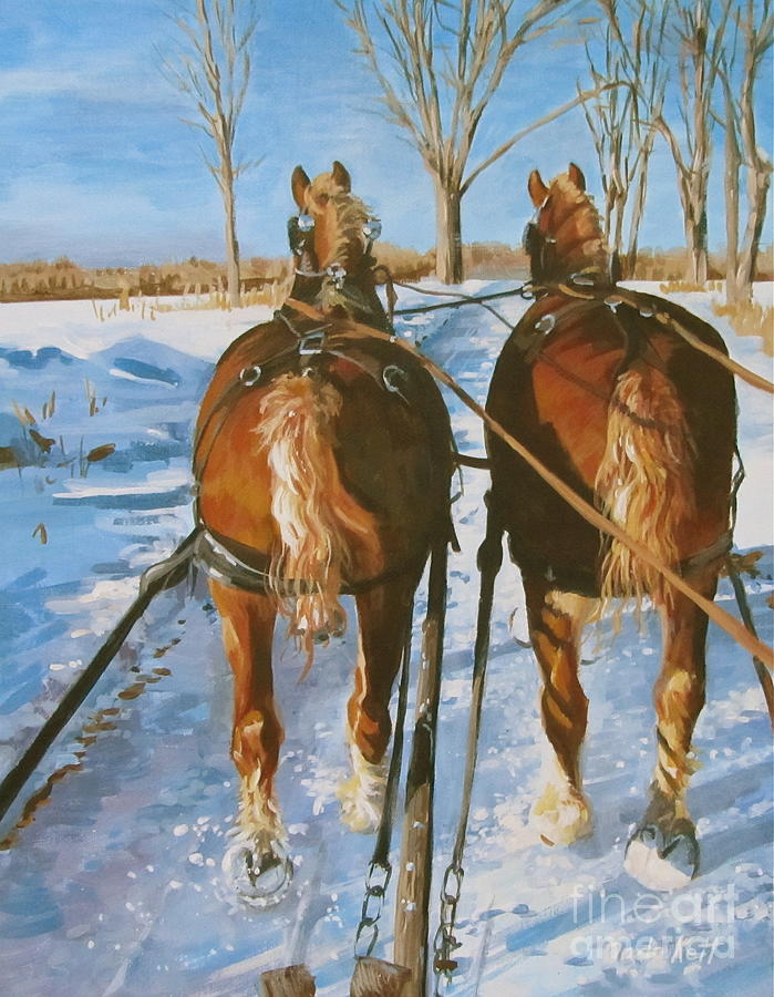 Horse Painting - Sleigh Ride #2 by Anda Kett