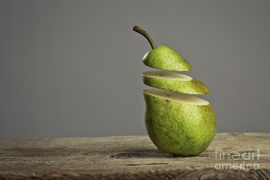 Pear Photograph - Sliced #2 by Nailia Schwarz