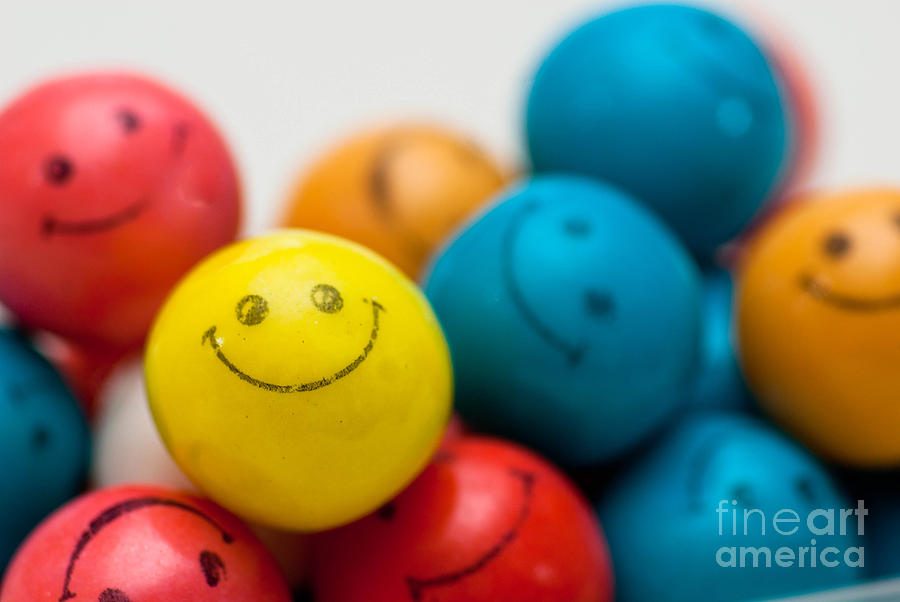 Ball Photograph - Smiley Face Gum Balls #2 by Amy Cicconi