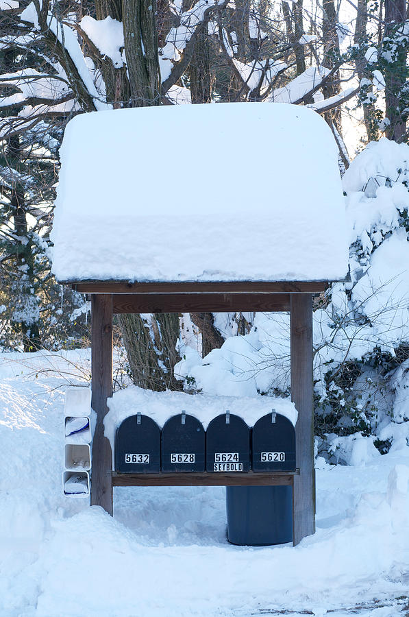 Snow Covered Mailboxes Photograph by Walter Rowe