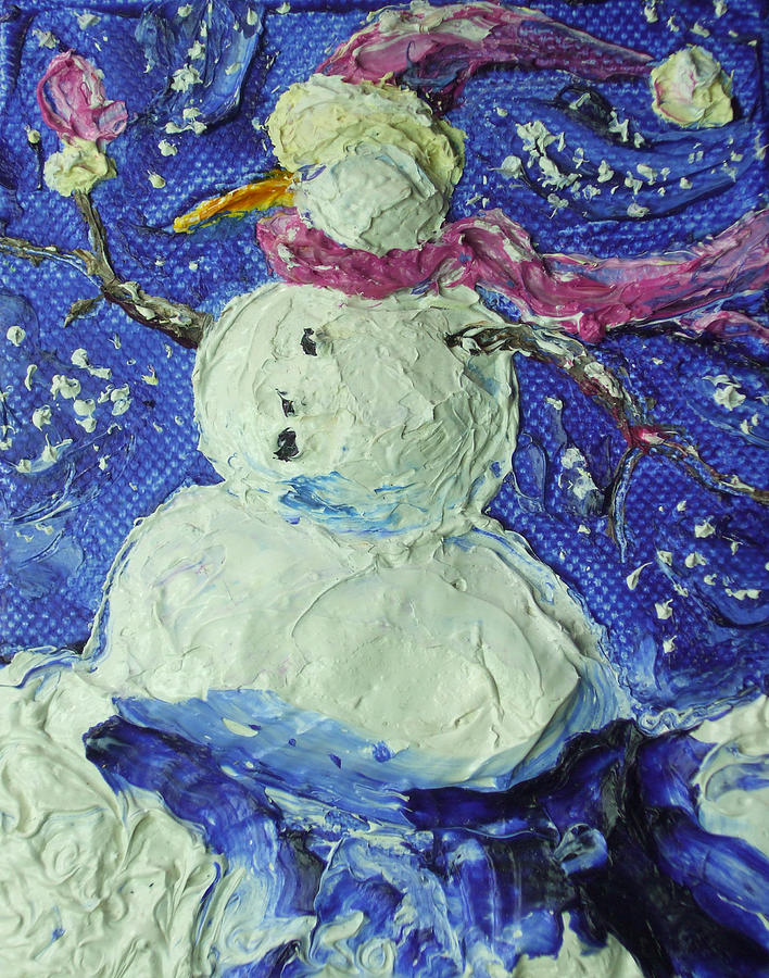 Paris Winter Snowman Painting by Paris Wyatt Llanso