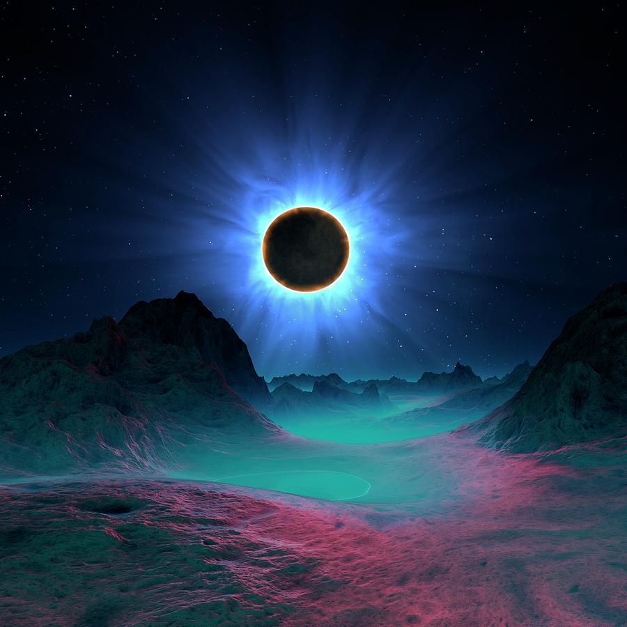 Solar Eclipse In Alien Planetary System #2 Photograph by Mehau Kulyk/science Photo Library