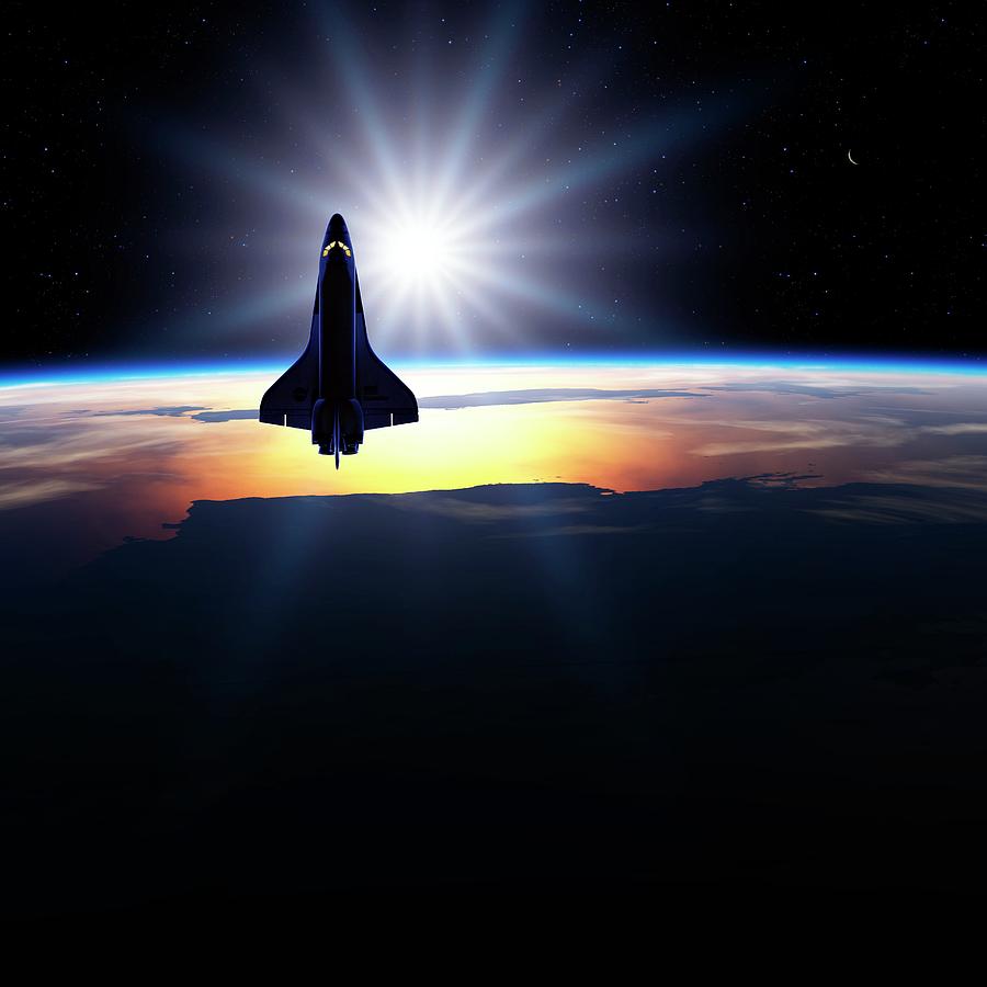 Space Photograph - Space Shuttle In Orbit #2 by Detlev Van Ravenswaay