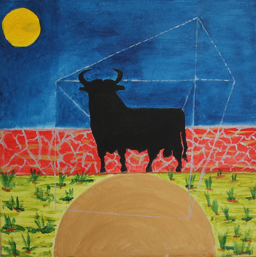 Spanish Black Bull #2 Painting by Roger Cummiskey