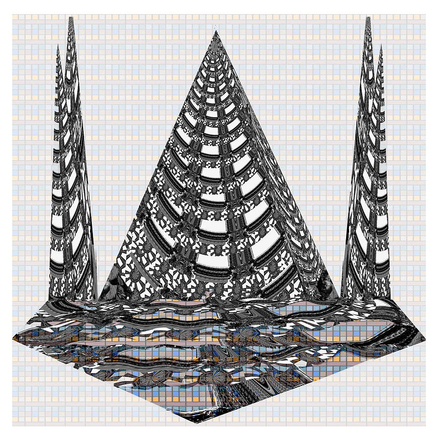 Architecture Mixed Media - Sparkle BNW White Pyramid Dome Ancient Arch Architecture formation obtained during deep meditation w #2 by Navin Joshi