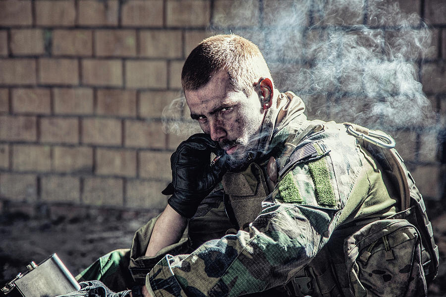 Special Forces Soldier Smoking #2 Photograph by Oleg Zabielin
