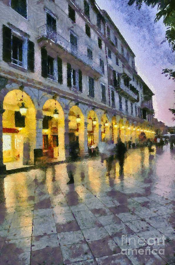 Spianada square in Corfu city Painting by George Atsametakis