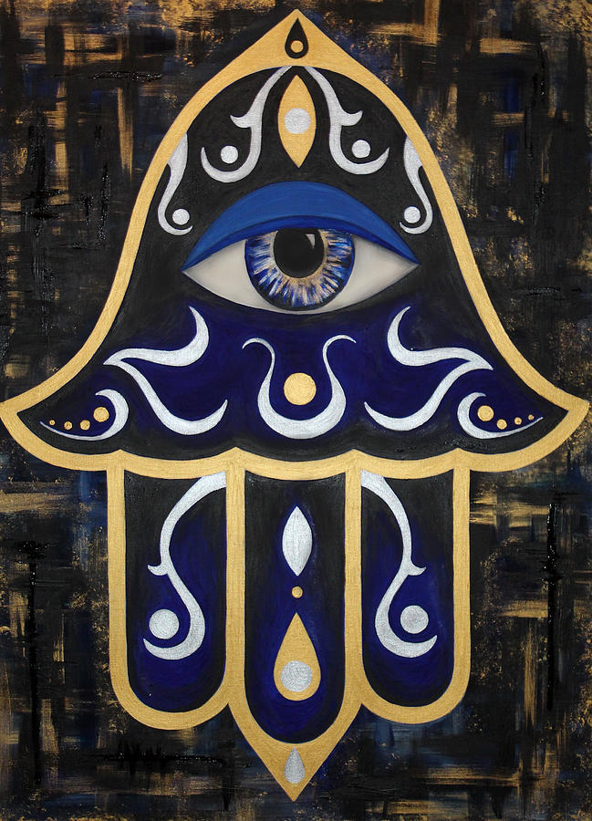Abstract Painting - Spirit of the Hamsa #2 by Allison Liffman