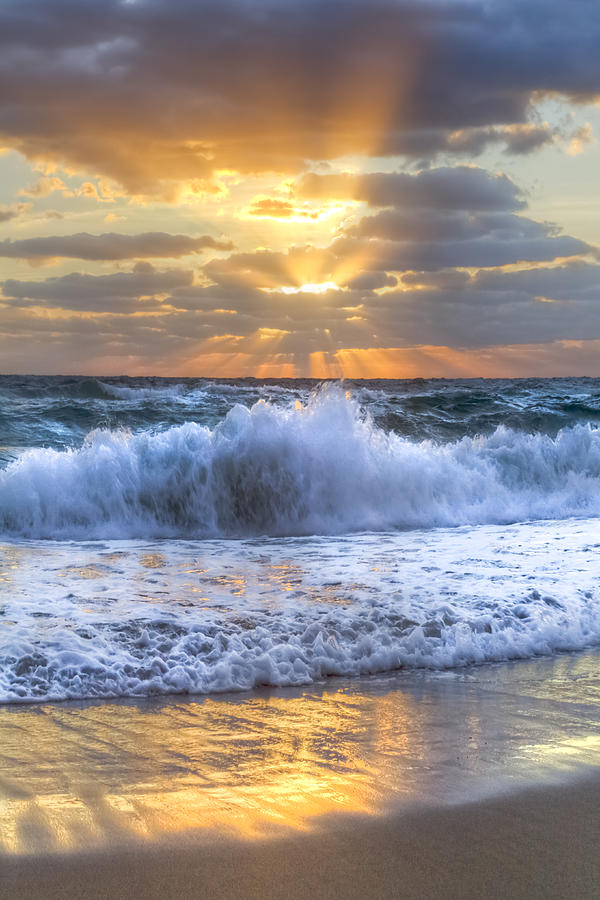 Ocean Photograph - Splash Sunrise by Debra and Dave Vanderlaan