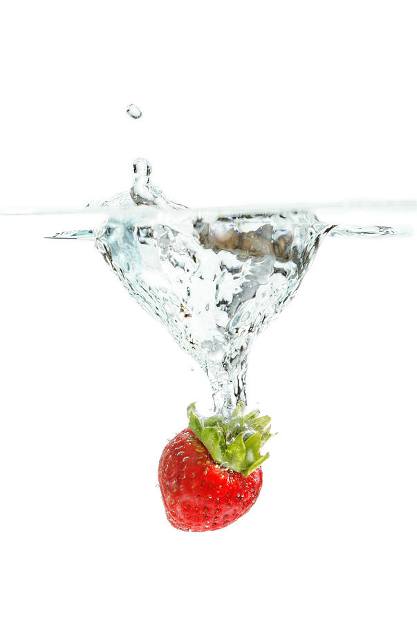 Splashing Strawberry #2 Photograph by Peter Lakomy