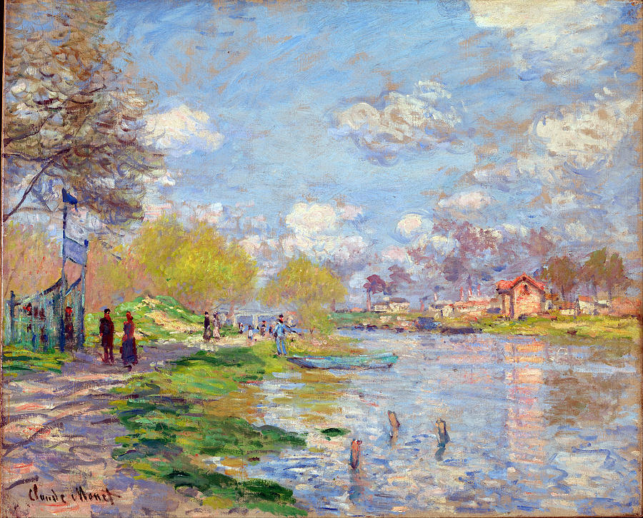 Claude Monet Painting - Spring by the Seine by Claude Monet