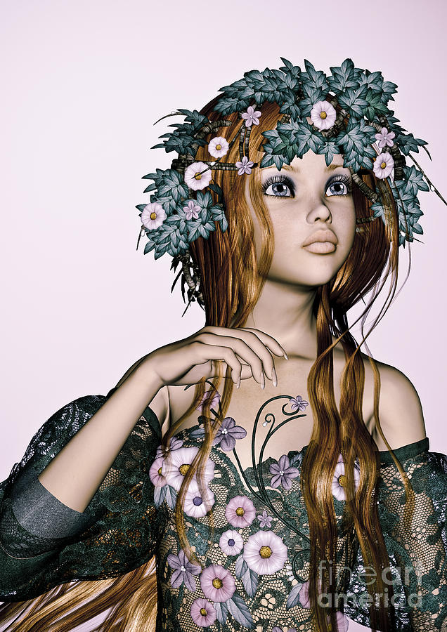 Fairy Digital Art - Spring Girl #2 by Design Windmill