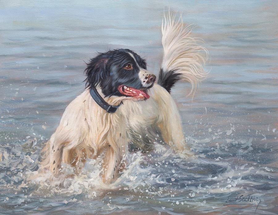 Dog Painting - Springer Spaniel #2 by David Stribbling