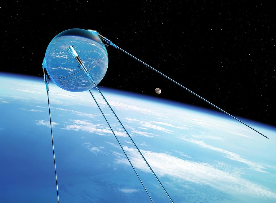 Space Photograph - Sputnik 1 In Orbit #2 by Detlev Van Ravenswaay