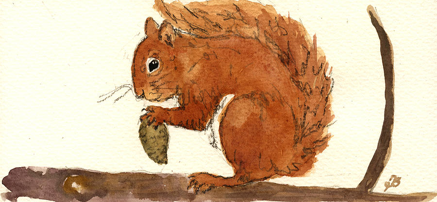 Wildlife Painting - Squirrel #2 by Juan  Bosco