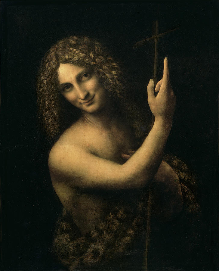 Leonardo Da Vinci Painting - St John The Baptist #2 by Celestial Images