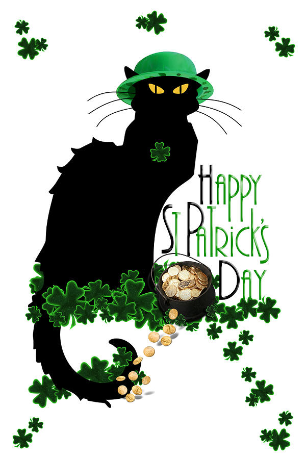 St Patrick's Day Digital Art - St Patricks Day - Le Chat Noir by Gravityx9  Designs