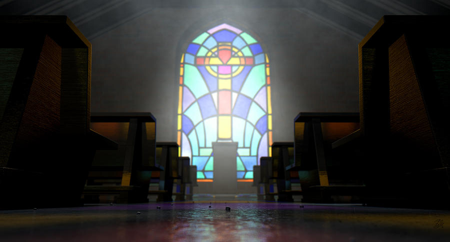 Brick Digital Art - Stained Glass Window Church #2 by Allan Swart