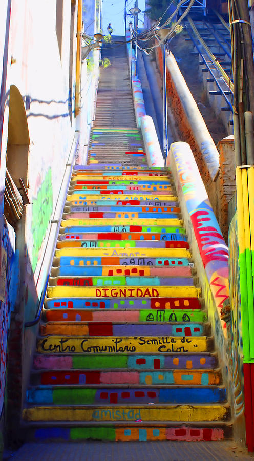 City Photograph - Stairway to Heaven Valparaiso  Chile by Kurt Van Wagner