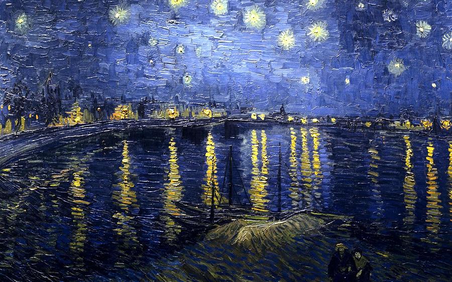 Starry Night Over The Rhone #2 Painting by Pam Neilands