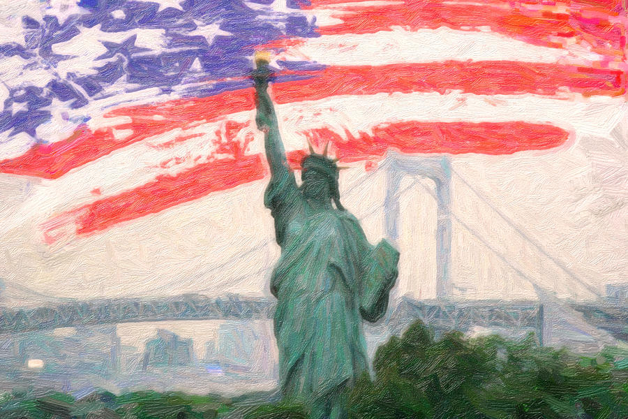 Statue Liberty #2 Painting by MotionAge Designs