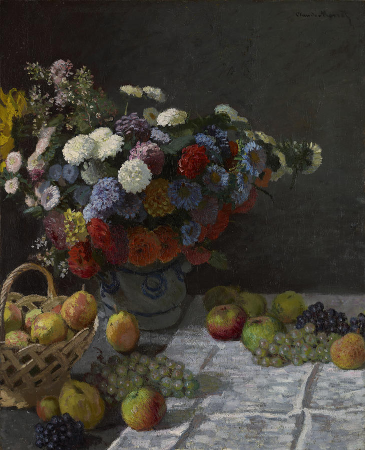 Still Life with Flowers and Fruit #11 Painting by Claude Monet
