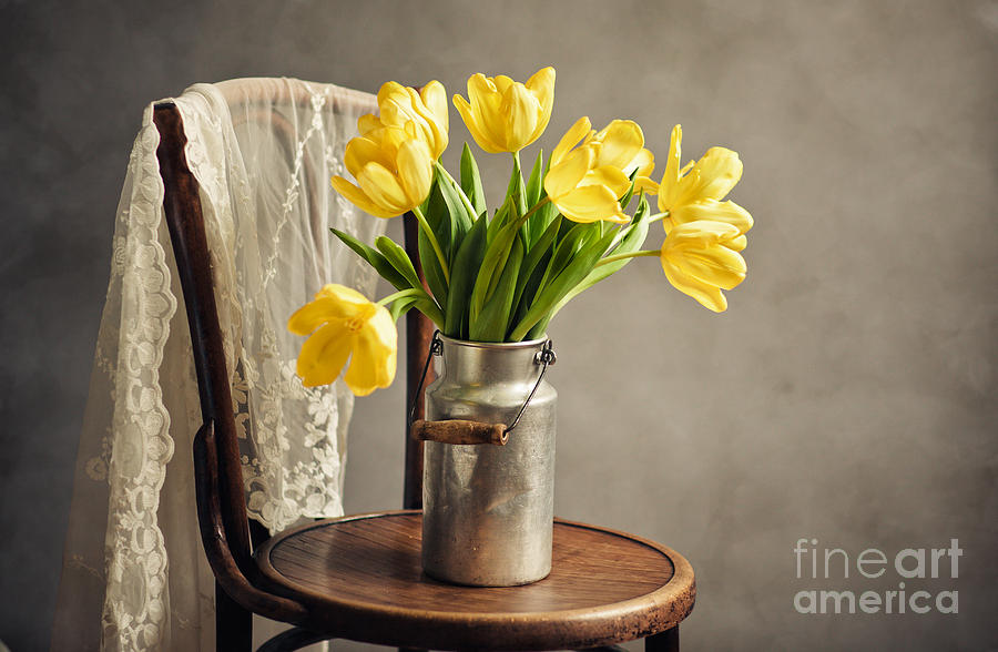Still Life Photograph - Still Life with Yellow Tulips #2 by Nailia Schwarz