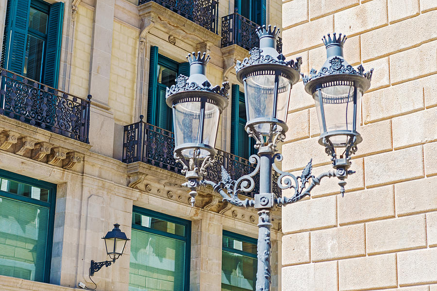 Street lamps in Barcelona Spain #2 Photograph by Marek Poplawski