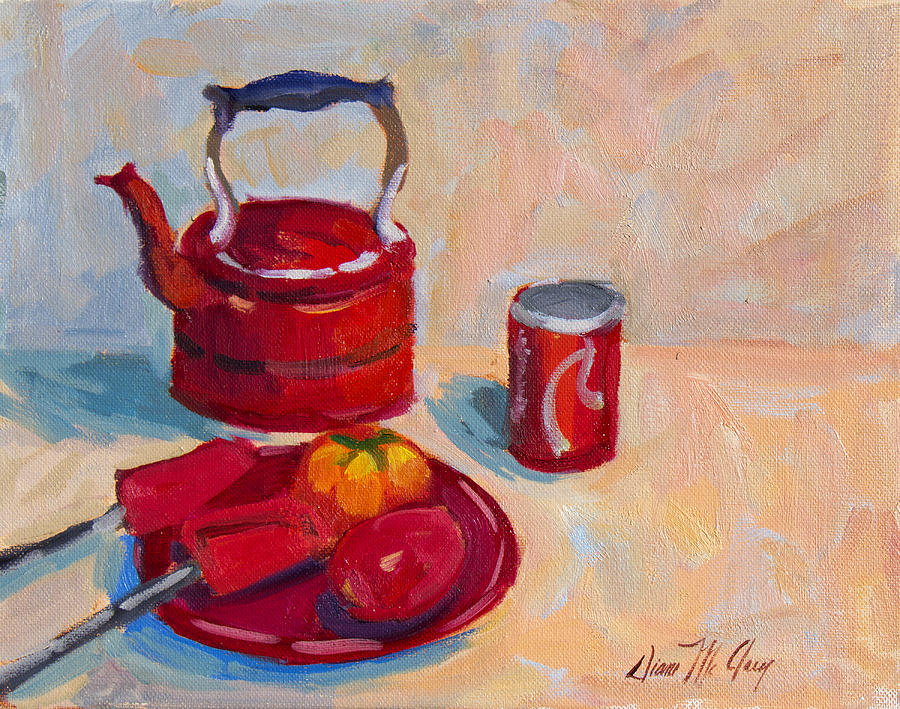 Still Life Painting - Study in Red #2 by Diane McClary