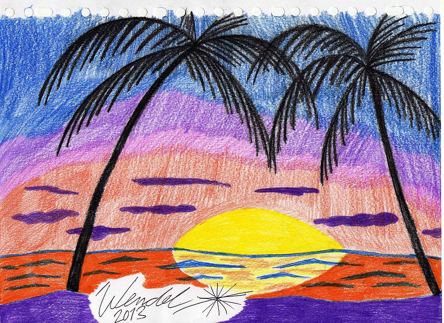 Sundown Beach #2 Drawing by Wendel Krolis - Fine Art America